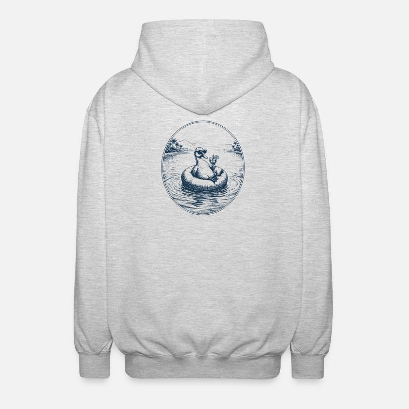 Duck with cocktail - Unisex Hooded Jacket - light heather grey