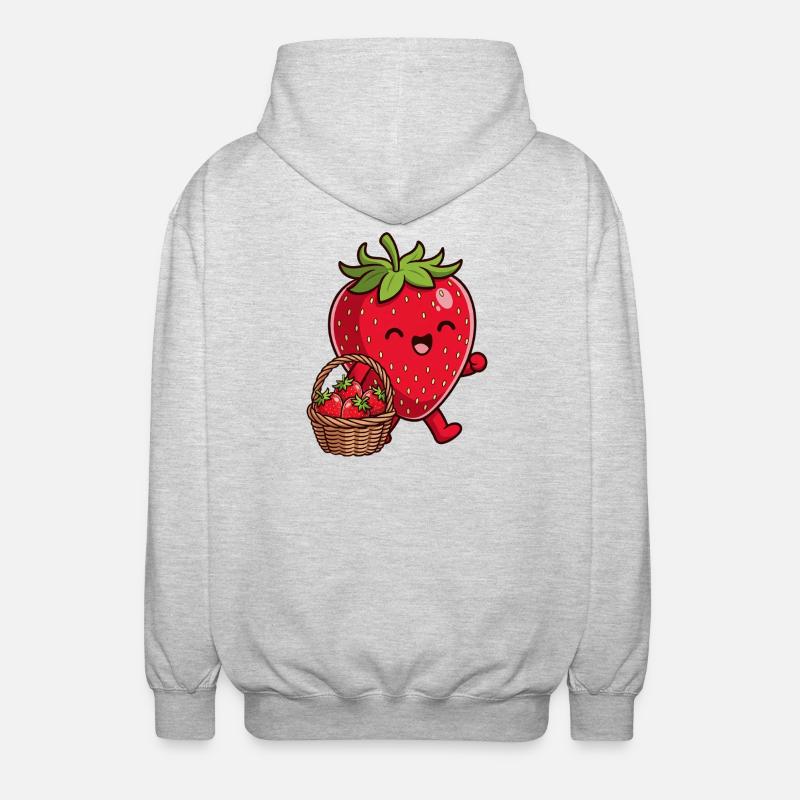 Lustige Erdbeere - Unisex Kapuzenjacke - Hellgrau meliert