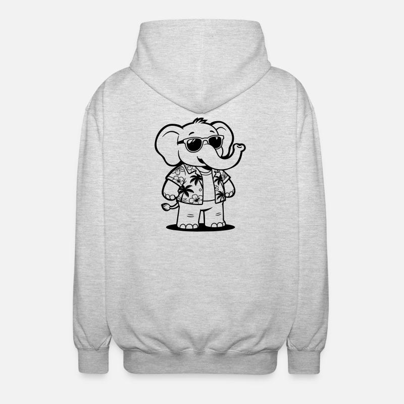 Elefantenurlaub - Unisex Kapuzenjacke - Hellgrau meliert