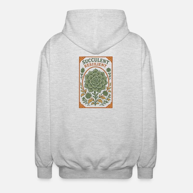 Succulente résiliente | Plantes - Veste à capuche unisexe - gris clair chiné