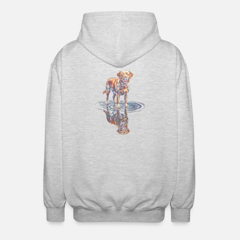 Labrador Retriever mit Wasserreflexion - Unisex Kapuzenjacke - Hellgrau meliert
