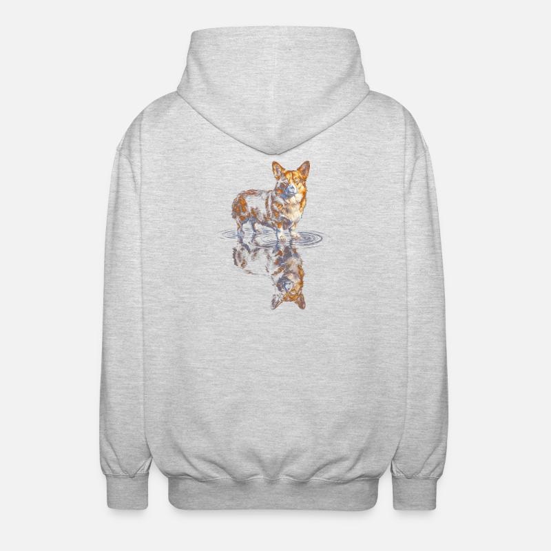 Wasserreflex Corgi - Unisex Kapuzenjacke - Hellgrau meliert