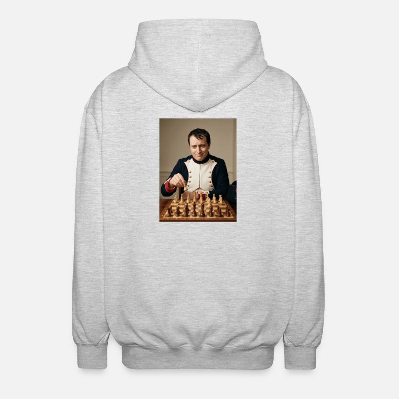 Napoléon joue aux échecs. - Veste à capuche unisexe - gris clair chiné