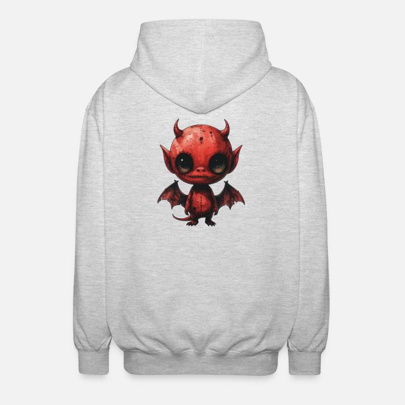 Creepy Cute Red Devil - Unisex Hooded Jacket - light heather grey