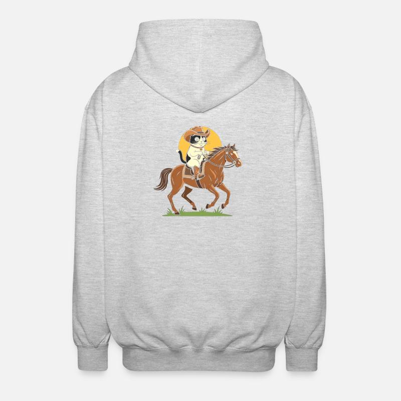 Chat cowboy à cheval - Veste à capuche unisexe - gris clair chiné
