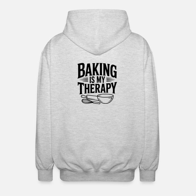 Baking Is My Therapy - Unisex Hooded Jacket - light heather grey