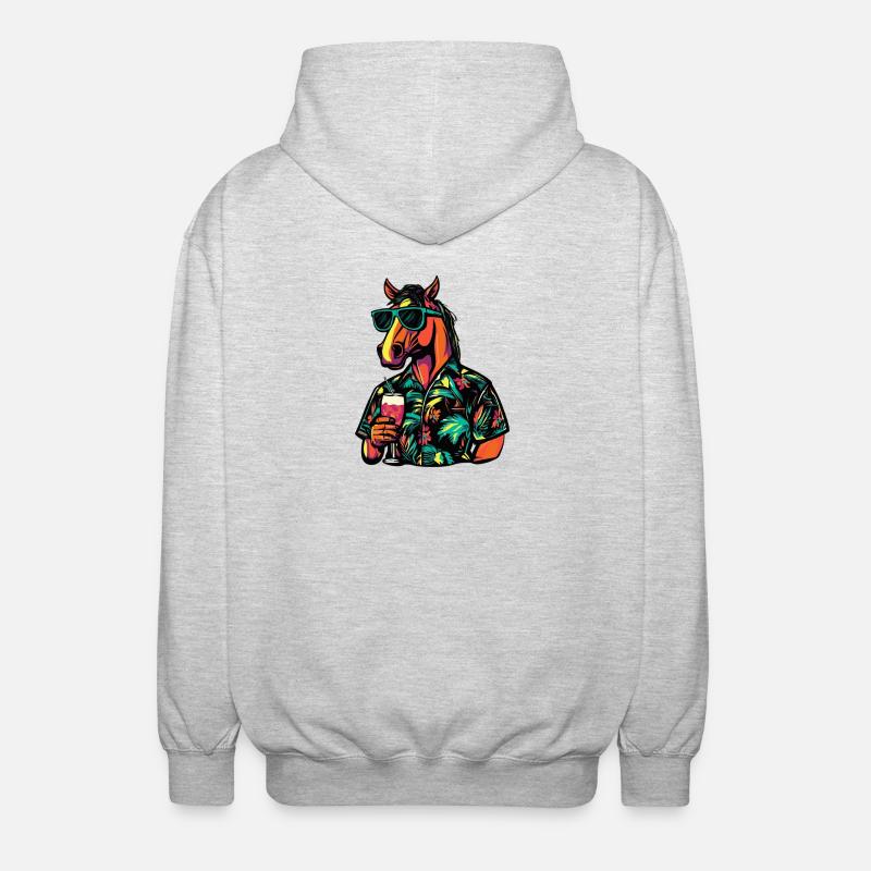 Pferd Comic Sommer - Unisex Kapuzenjacke - Hellgrau meliert