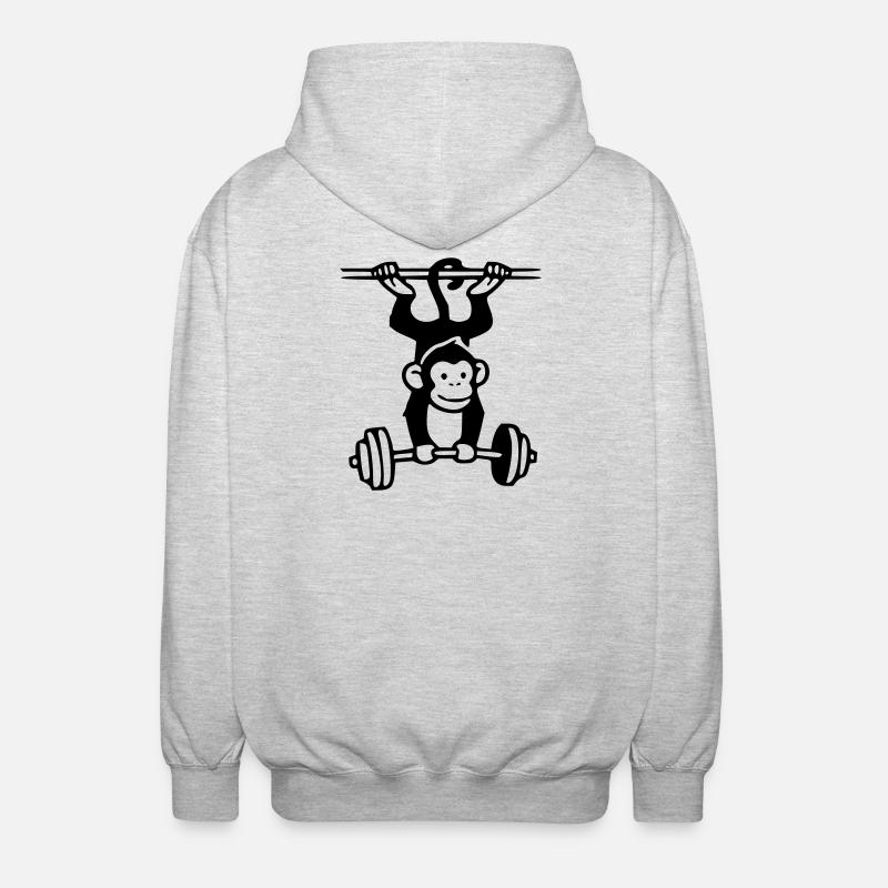 Primate Power - Gym Affe - Unisex Kapuzenjacke - Hellgrau meliert