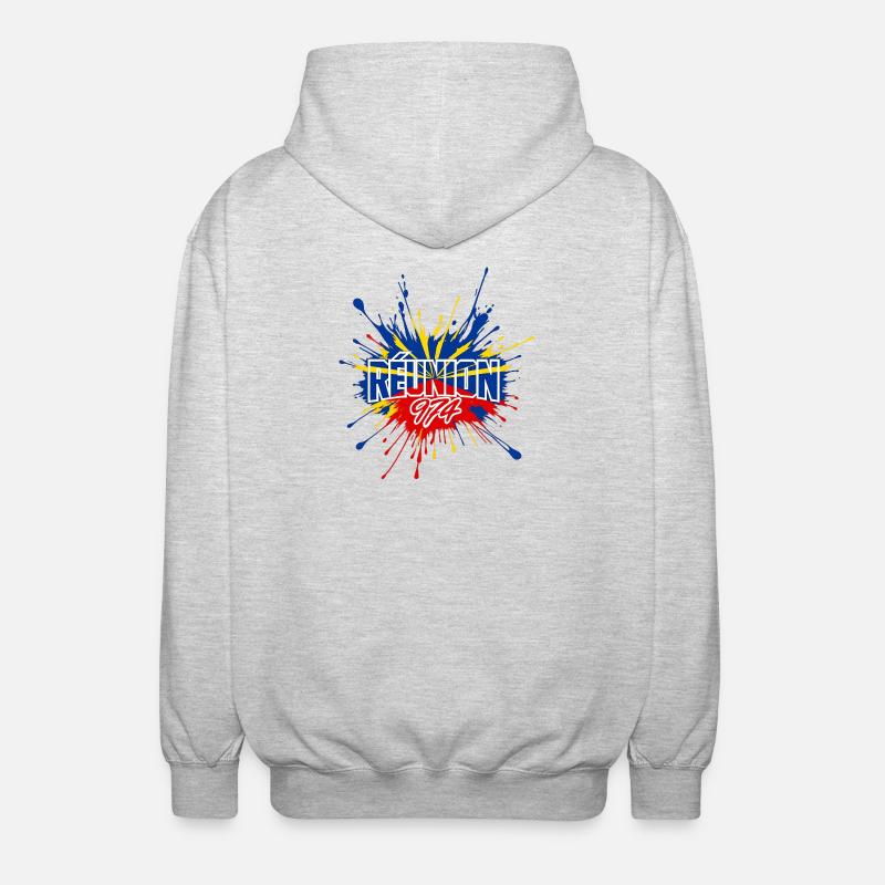 Splash Drapeau Réunion 974 - Veste à capuche unisexe - gris clair chiné