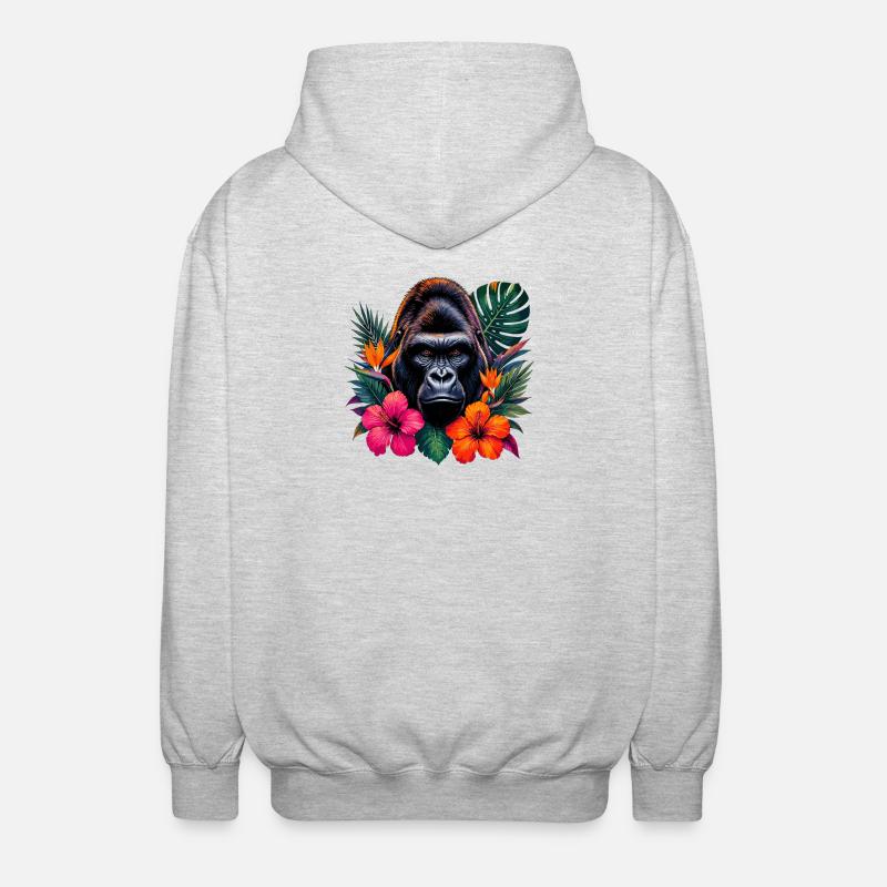 Floraison tropicale du gorille - Veste à capuche unisexe - gris clair chiné