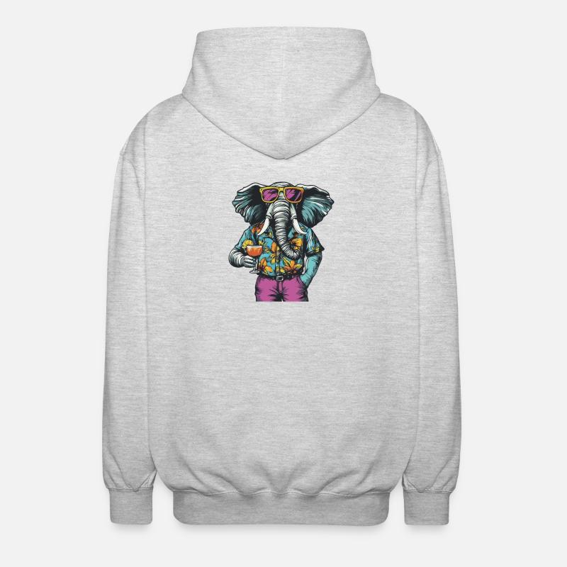 Elephant Comic Funny Holiday - Unisex Hooded Jacket - light heather grey