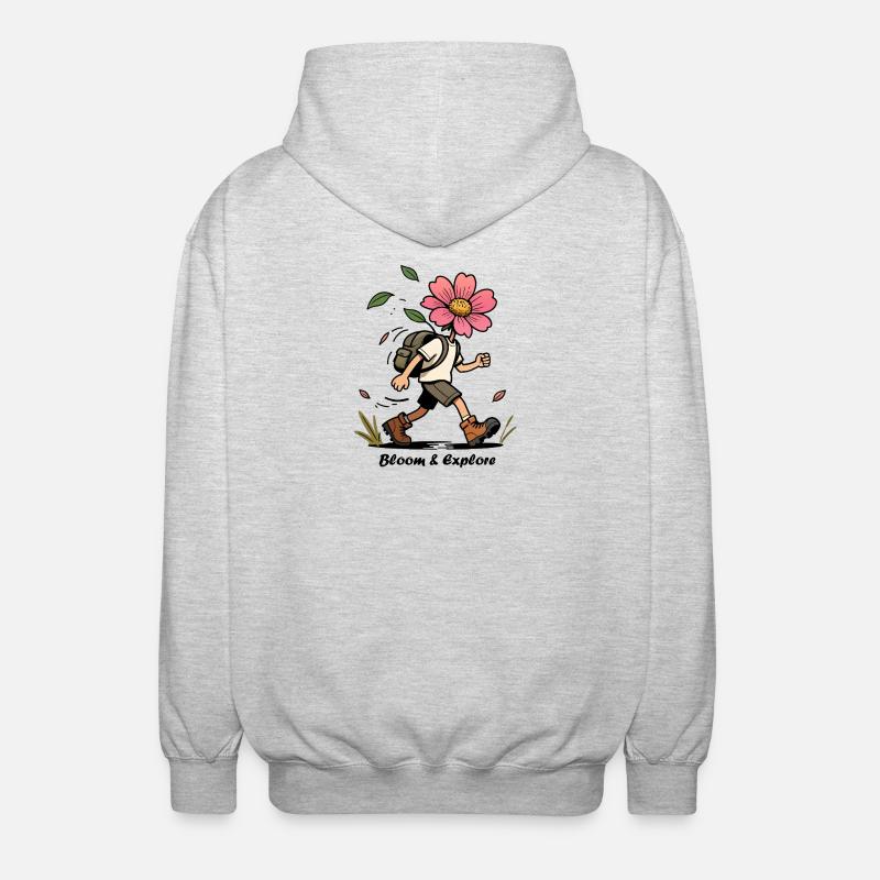 Wildblumenwandern - Unisex Kapuzenjacke - Hellgrau meliert