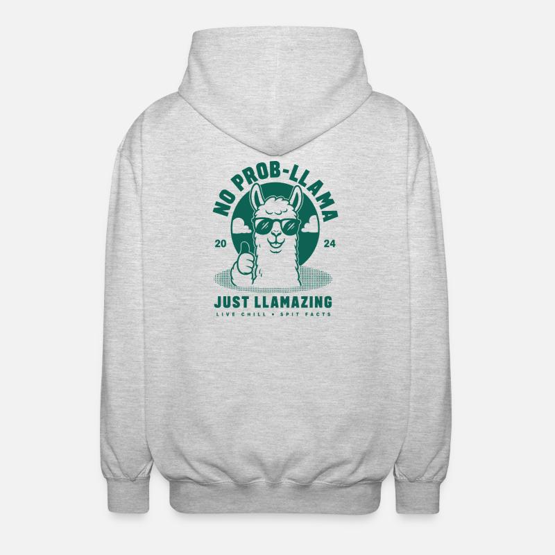 No Prob-Llama Just Llamazing - Unisex Kapuzenjacke - Hellgrau meliert