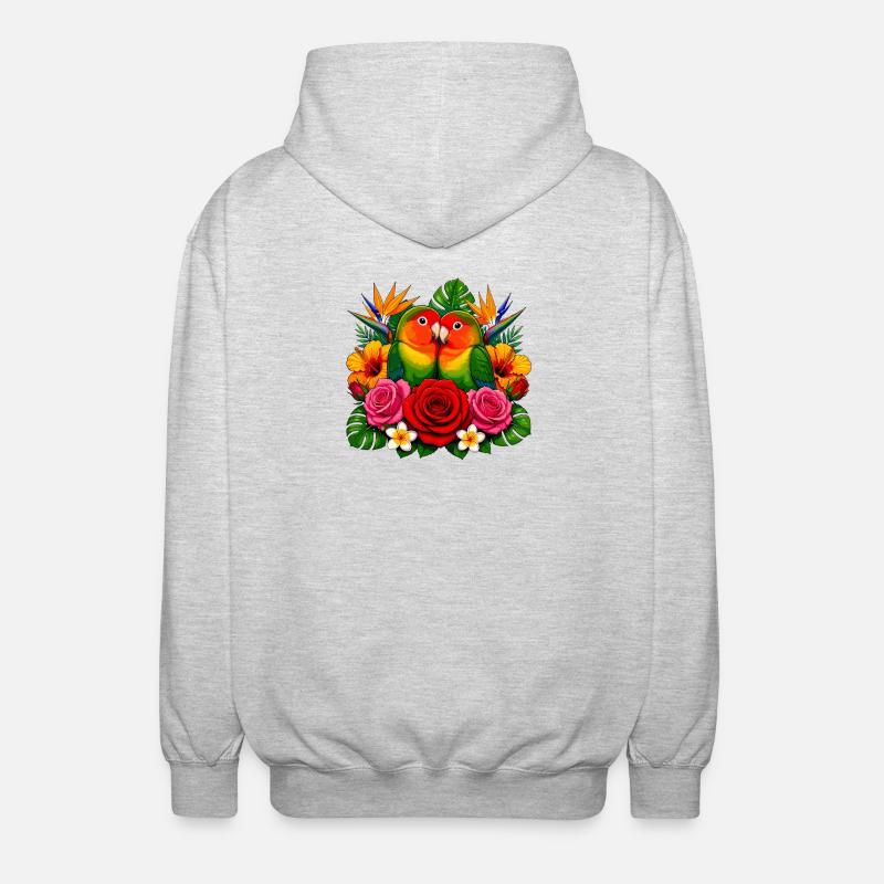 Tourtereaux dans un paradis tropical - Veste à capuche unisexe - gris clair chiné