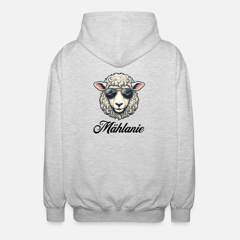 Mählanie Schaf mit Sonnenbrille - Unisex Kapuzenjacke - Hellgrau meliert
