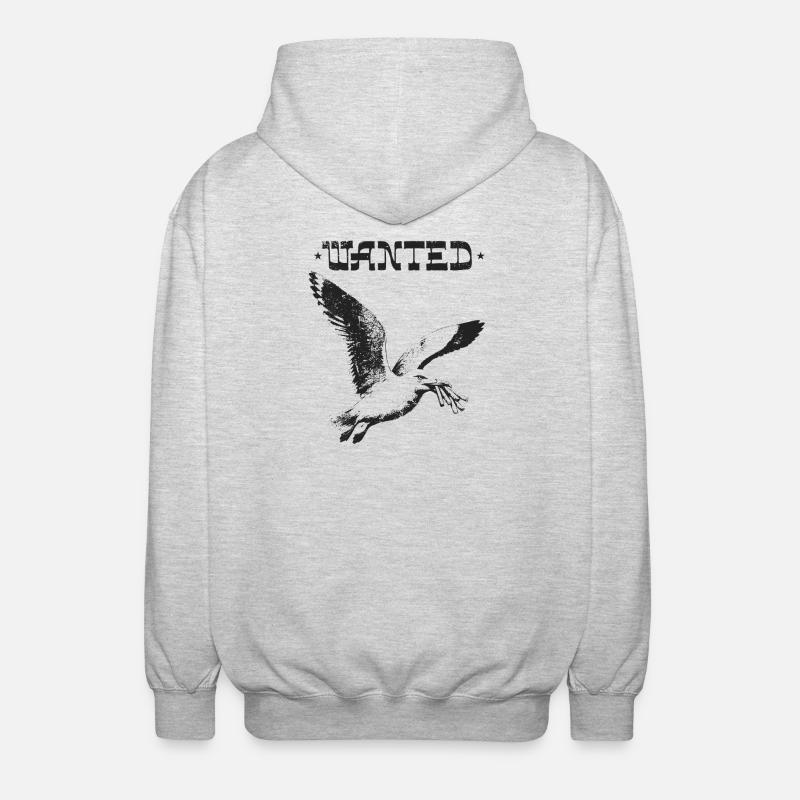 Wanted - Thieving Seagull - Unisex Hooded Jacket - light heather grey