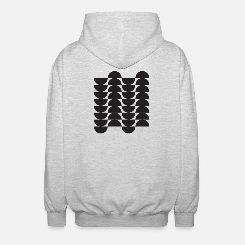 Noir Wave Geometric Grid - Unisex Hooded Jacket - light heather grey