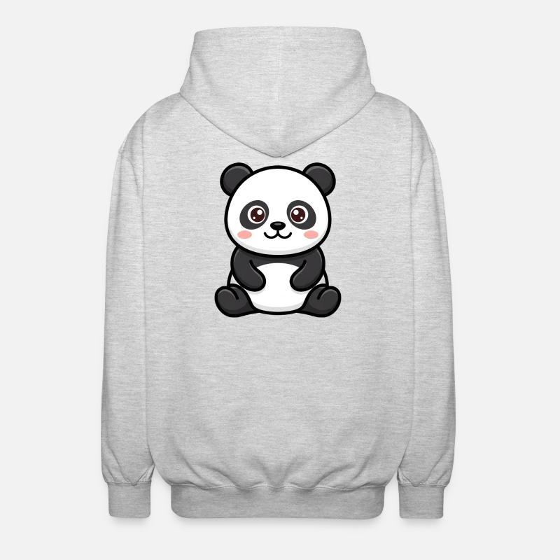 Dessin animé Panda Peluche Kawaii - Veste à capuche unisexe - gris clair chiné