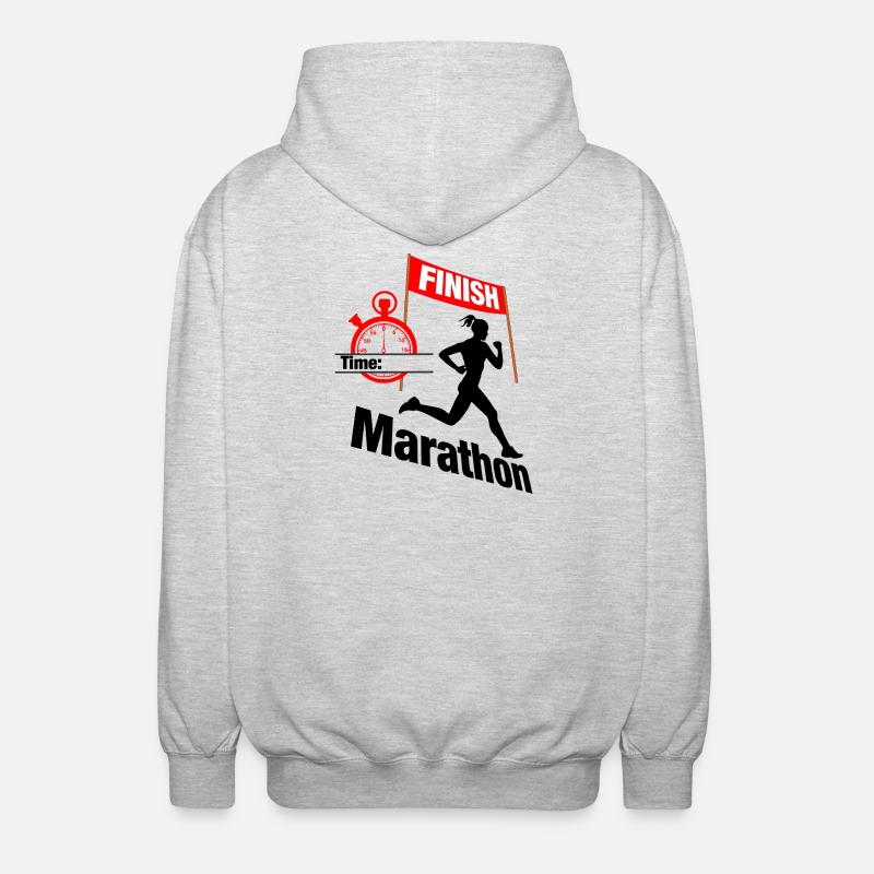 Coureuse marathonienne – Temps de course - Veste à capuche unisexe - gris clair chiné