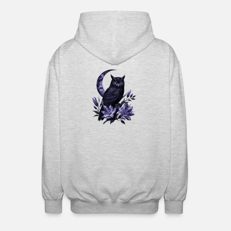Nachtvogel Amethystblüten - Unisex Kapuzenjacke - Hellgrau meliert