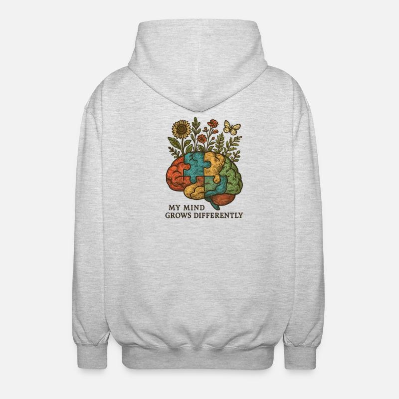 Gehirn-Puzzle wächst anders - Unisex Kapuzenjacke - Hellgrau meliert
