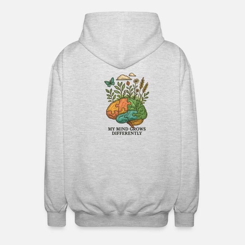 Le cerveau évolue différemment - Veste à capuche unisexe - gris clair chiné