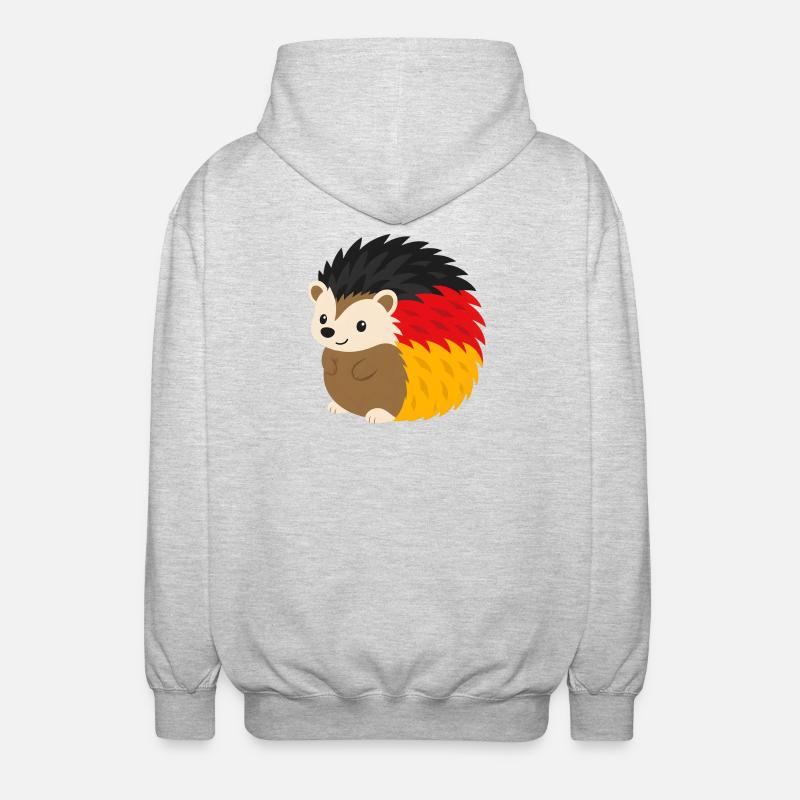 Rainbow Hedgehog Design - Unisex Hooded Jacket - light heather grey