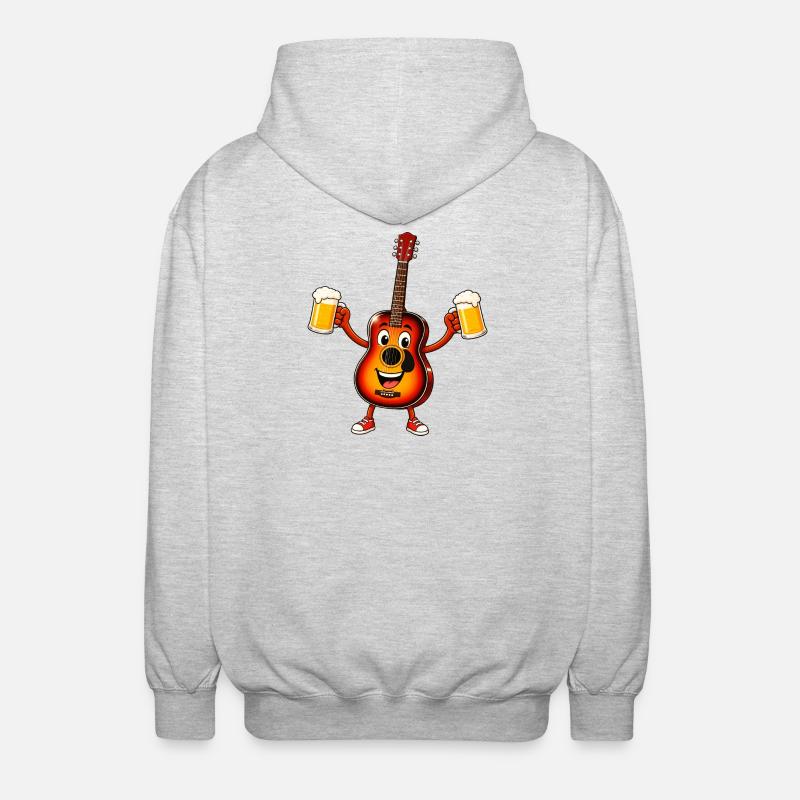 Guitar with two beers - Unisex Hooded Jacket - light heather grey