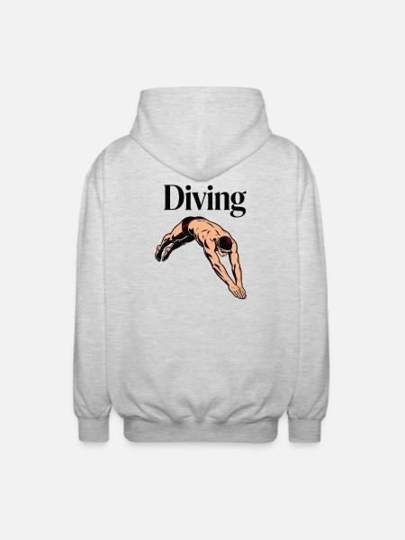 diving, diving, swimming - Unisex Hooded Jacket - light heather grey