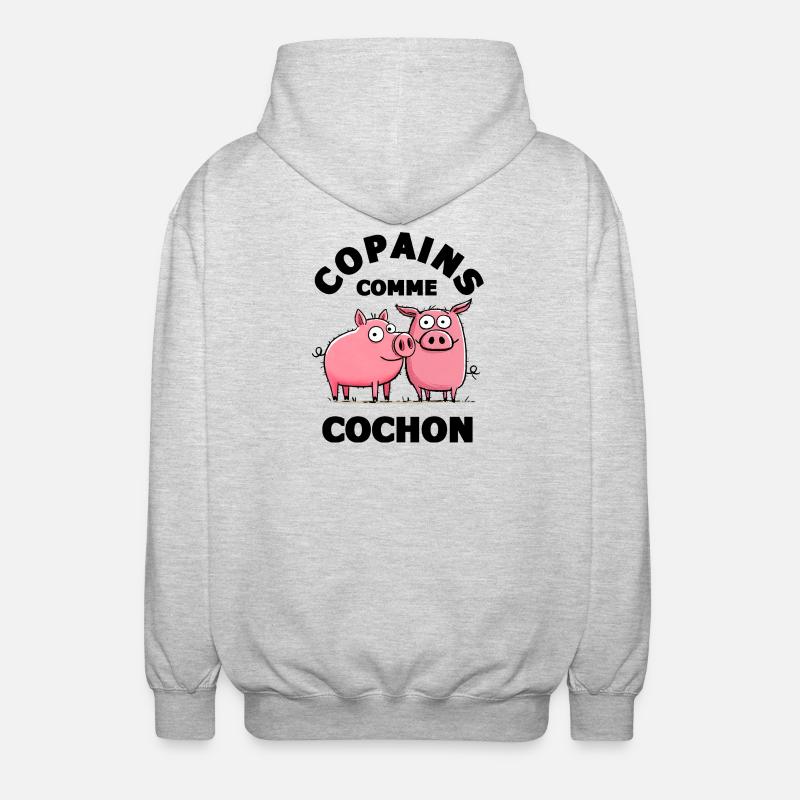 copain copains comme cochon amitiè copain - Veste à capuche unisexe - gris clair chiné