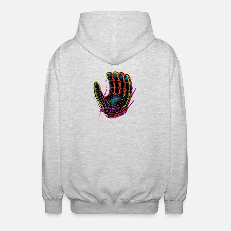 Baseball Glove Synthwave - Unisex Hooded Jacket - light heather grey