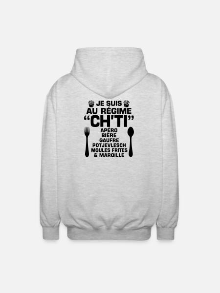 Régime ch'ti - Veste à capuche unisexe - gris clair chiné