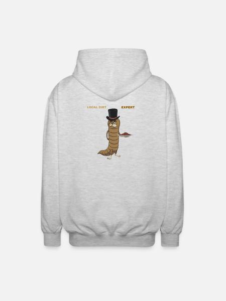 Gentleman-Wurm mit Nachtisch - Unisex Kapuzenjacke - Hellgrau meliert