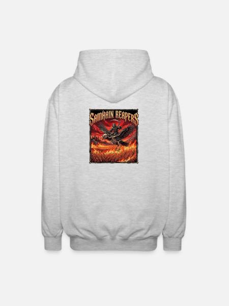 Heavy Metal Halloween - Unisex Hooded Jacket - light heather grey
