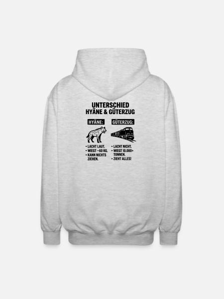 Güterzug und Hyäne - Unisex Kapuzenjacke - Hellgrau meliert
