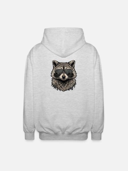 Cool raccoon - Unisex Hooded Jacket - light heather grey