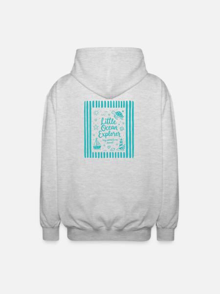 Turtle Little Ocean Explorer - Unisex Hooded Jacket - light heather grey
