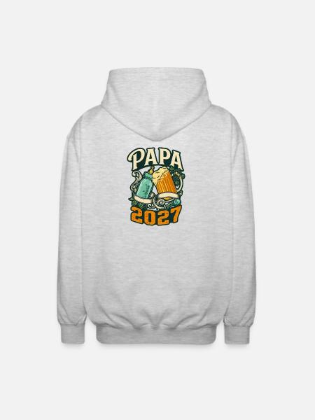 Daddy-to-be 2027 - Beer & Baby Bottle Gift - Unisex Hooded Jacket - light heather grey