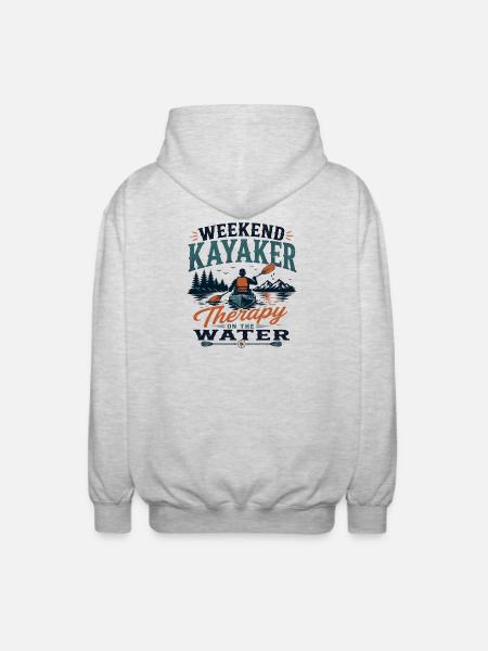 Wochenend-Kajakfahrer-Therapie auf dem Wasser - Unisex Kapuzenjacke - Hellgrau meliert