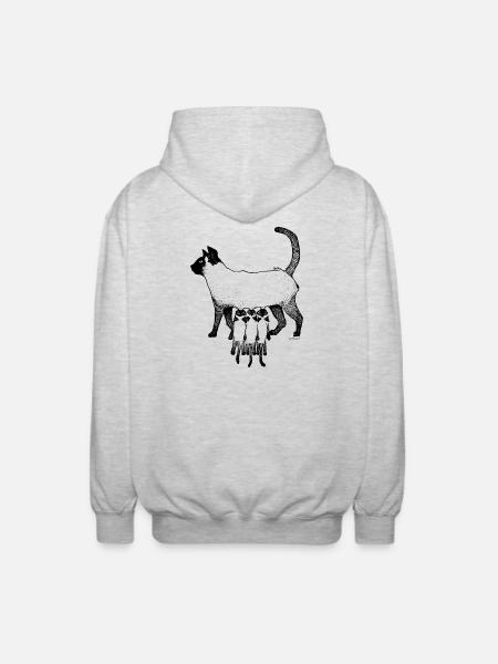 SIAMES-KATZE – MUTTERKATZE - Unisex Kapuzenjacke - Hellgrau meliert
