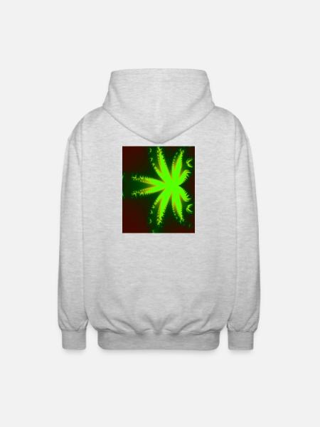 Neon Fractal Star Beam - Unisex Hooded Jacket - light heather grey