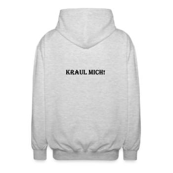 Kraul mich! - Unisex Kapuzenjacke - Hellgrau meliert - Hinten - AI Model Male 185 light (185cm)
