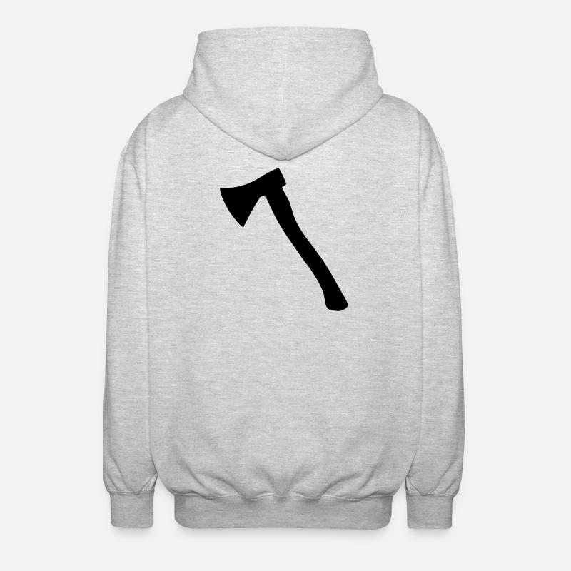 Beil (Schräg) Axt, Werkzeug, Holzhacken - Unisex Kapuzenjacke - Hellgrau meliert