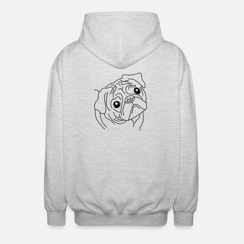 Pug Face - Le compagnon mignon - Veste à capuche unisexe - gris clair chiné
