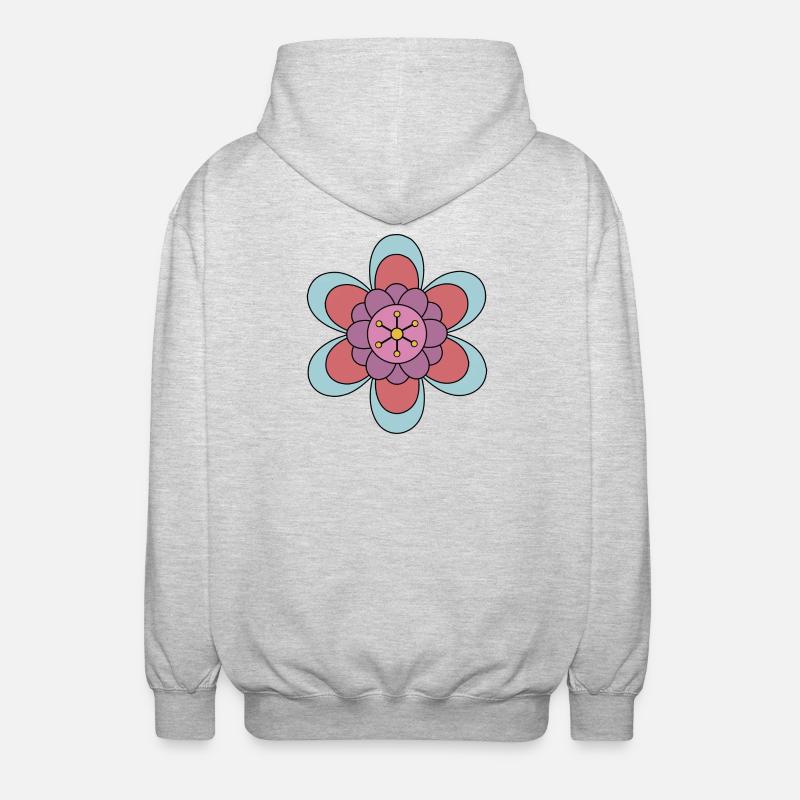 Niedliche Funky Hippie Boho Blume - Unisex Kapuzenjacke - Hellgrau meliert