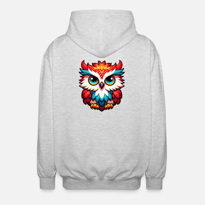 Eule - Unisex Kapuzenjacke - Hellgrau meliert