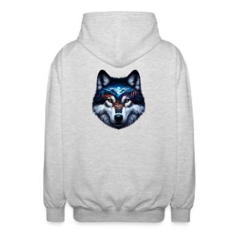 Wolf - Unisex Hooded Jacket - light heather grey - Back - AI Model Male 185 light (185cm)