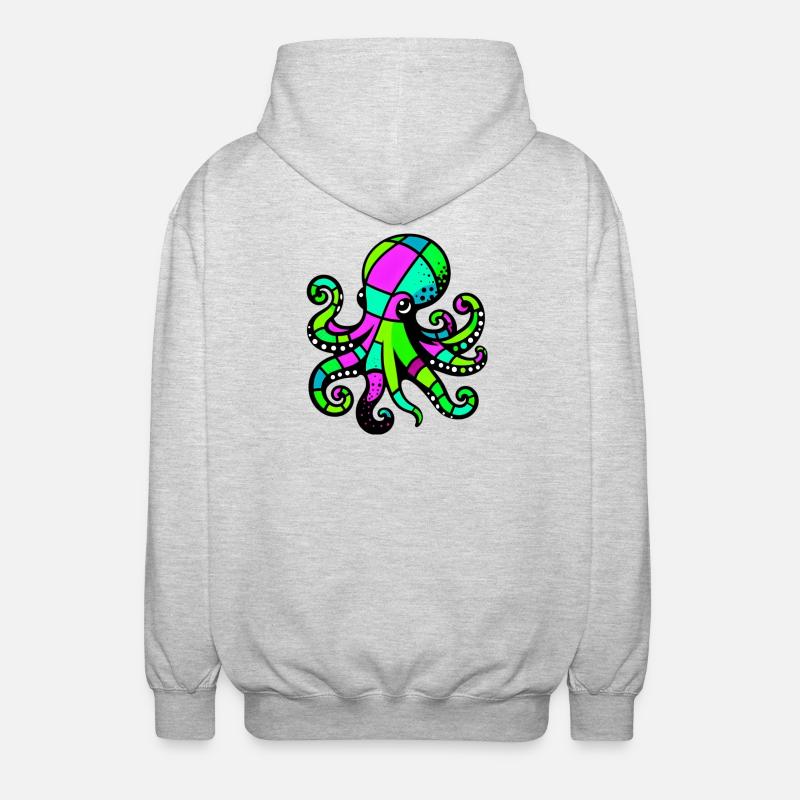 Krake - Unisex Kapuzenjacke - Hellgrau meliert