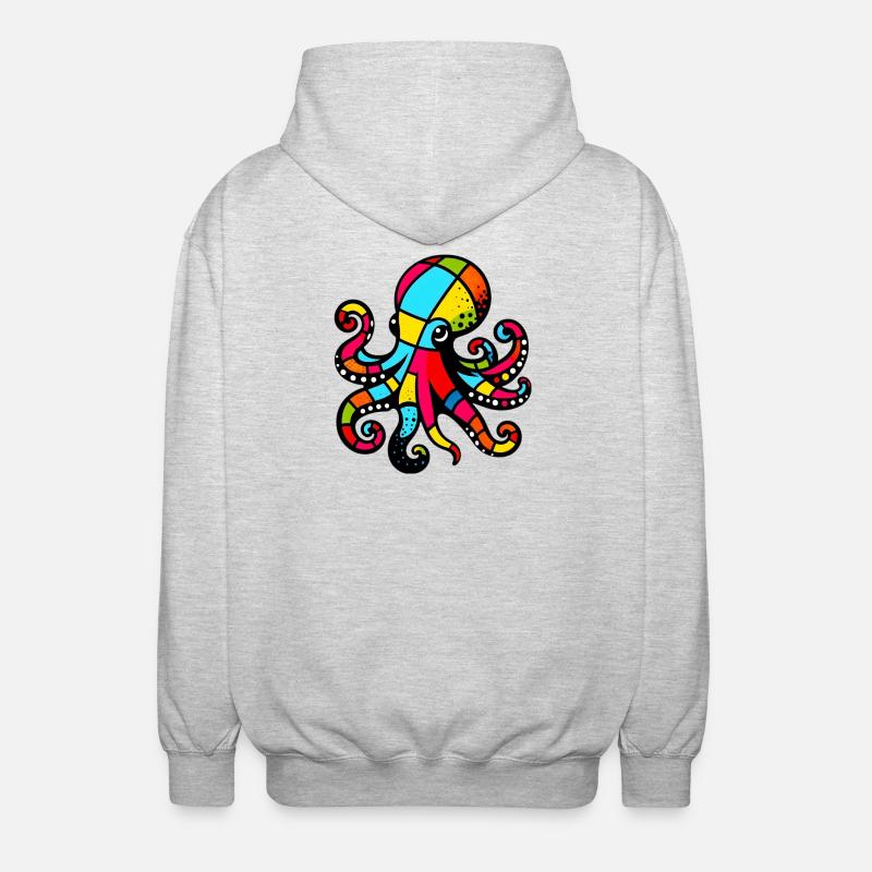 Krake - Unisex Kapuzenjacke - Hellgrau meliert