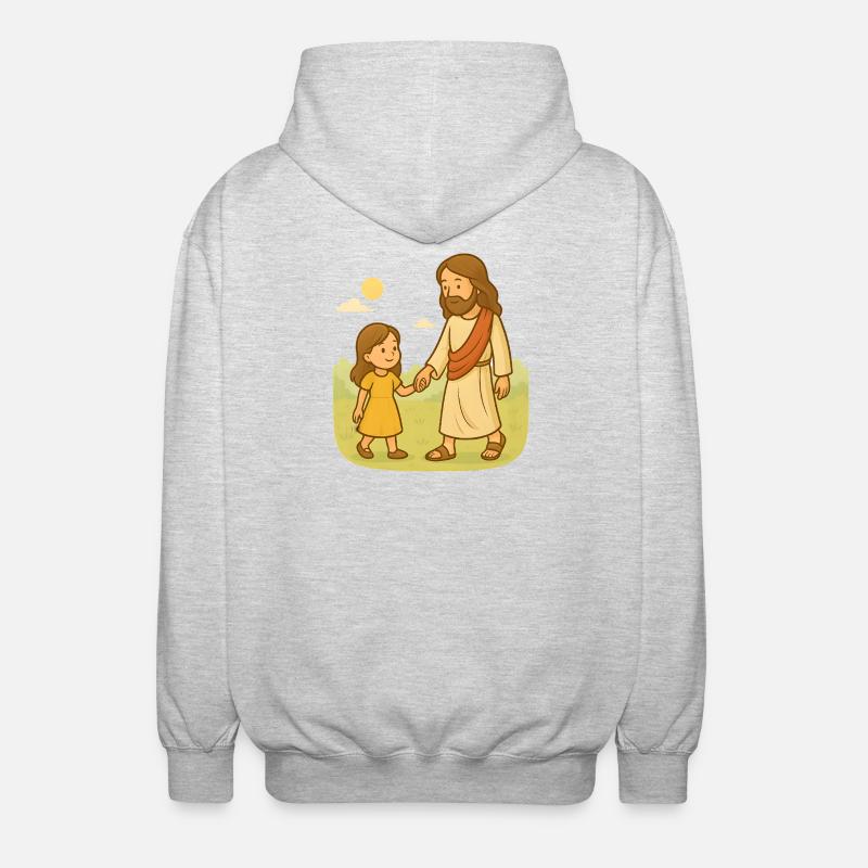 Walk with Jesus (Mädchen) - Unisex Kapuzenjacke - Hellgrau meliert